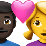Pár se srdcem – muž: tmavý odstín pleti, žena: žádný odstín pleti pro Apple iOS 18.4