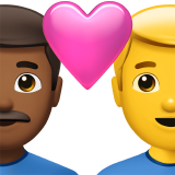 Cuplu cu inimă - Bărbat: ton mediu-întunecat al pielii, bărbat: fără nuanță a pielii pentru Apple iOS 18.4