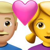 Pár se srdcem – muž: středně světlý tón pleti, žena: žádný tón pleti pro Apple iOS 18.4