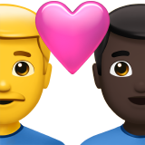 Koppel met hart - Man: Geen huidskleur, Man: Donkere huidskleur voor Apple iOS 18.4