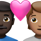 Couple With Heart: Man, Person, Dark Skin Tone, Medium Skin Tone for Apple iOS 18.4
