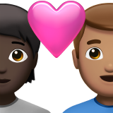 Couple With Heart: Person, Man, Dark Skin Tone, Medium Skin Tone for Apple iOS 18.4