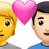 Koppel met hart: Persoon, Man, Geen huidskleur, Lichte huidskleur voor Apple iOS 18.4