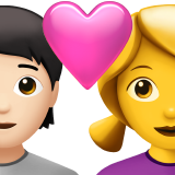 Pasangan Dengan Hati: Orang, Wanita, Warna Kulit Cerah, Tanpa Warna Kulit untuk Apple iOS 18.4