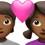 Cặp đôi có trái tim: Người, Phụ nữ, Màu da trung bình tối cho Apple iOS 18.4