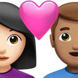 Couple Avec Cœur: Femme, Homme, Peau Claire, Peau Légèrement Mate pour Apple iOS 18.4