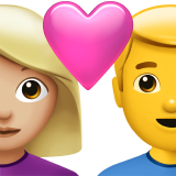 Cặp đôi có trái tim - Nữ: Tông màu da trung bình sáng, Nam: Không tông màu da cho Apple iOS 18.4