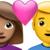 Paar mit Herz - Frau: mittlerer Hautton, Mann: kein Hautton für Apple iOS 18.4