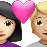 Parella amb cor: dona, persona, pell clara, pell mitjana-clara per Apple iOS 18.4