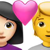 第有爱心的情侣：女性，人物，浅肤色，无肤色号为第Apple iOS 18.4号