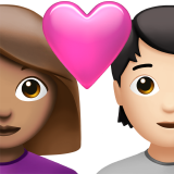 Cặp đôi có trái tim: Phụ nữ, Người, Màu da trung bình, Màu da sáng cho Apple iOS 18.4