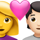Pasangan Dengan Hati: Wanita, Orang, Tanpa Warna Kulit, Warna Kulit Cerah untuk Apple iOS 18.4
