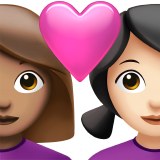 Pár se srdcem: Žena, Žena, Střední odstín pleti, Světlý odstín pleti pro Apple iOS 18.4