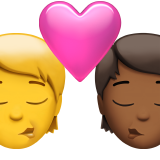 Petó: persona, persona, sense to de pell, to de pell mig fosc per Apple iOS 18.4