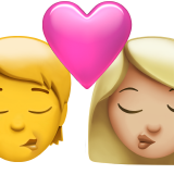 Φιλί: Πρόσωπο, Γυναίκα, Χωρίς τόνο δέρματος, Μεσαίου-ανοιχτό τόνο δέρματος για Apple iOS 18.4