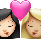 Apple iOS 18.4의 경우 키스: 여자 여자 하얀 피부 연한 갈색 피부