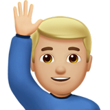 Homme Qui Lève La Main: Peau Moyennement Claire pour Apple iOS 18.4