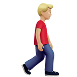 Άνδρας που περπατά στραμμένο προς τα δεξιά: Μεσαίος-ανοιχτός τόνος δέρματος για Apple iOS 18.4