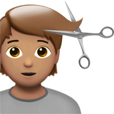 Personne Qui Se Fait Couper Les Cheveux: Peau Légèrement Mate pour Apple iOS 18.4