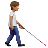 Personne avec une canne blanche tournée vers la droite : teint moyen pour Apple iOS 18.4