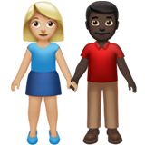 Woman and Man Holding Hands: Medium-Light Skin Tone, Dark Skin Tone for Apple iOS 18.4