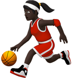 Woman Bouncing Ball: Dark Skin Tone for Apple iOS 18.4