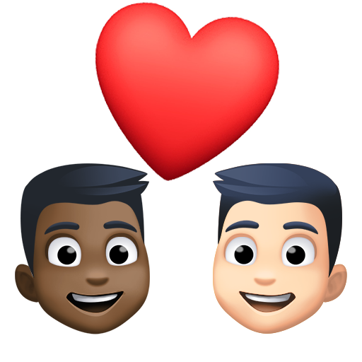 Stel met hart: man, man, donkere huidskleur, lichte huidskleur voor Facebook 15.0