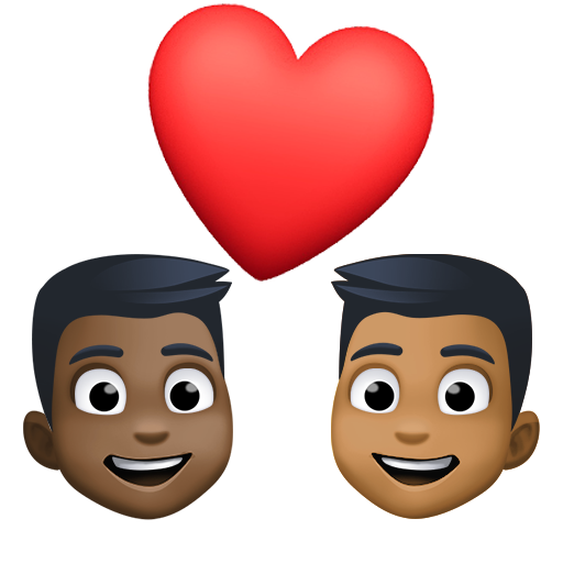 Par med hjerte: mand, mand, mørk teint og medium til mørk teint for Facebook 15.0