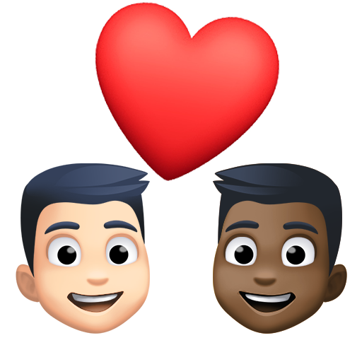 Stel met hart: man, man, lichte huidskleur, donkere huidskleur voor Facebook 15.0
