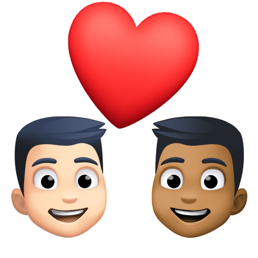 Coppia Con Cuore: Uomo, Uomo, Carnagione Chiara, Carnagione Abbastanza Scura per Facebook 15.0