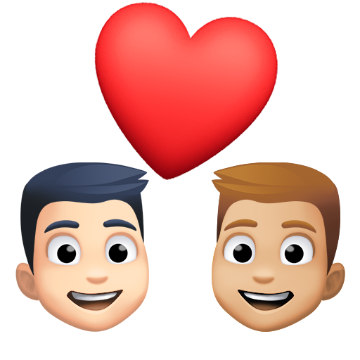 Stel met hart: man, man, lichte huidskleur, lichtgetinte huidskleur voor Facebook 15.0