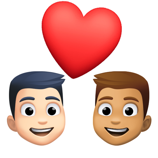 Pár se srdcem: Muž, Muž, Světlý odstín pleti, Střední odstín pleti pro Facebook 15.0