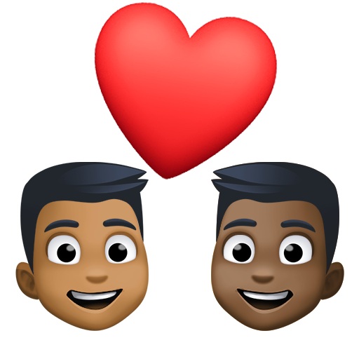 Stel met hart: man, man, donkergetinte huidskleur, donkere huidskleur voor Facebook 15.0