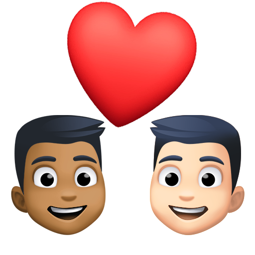 Coppia Con Cuore: Uomo, Uomo, Carnagione Abbastanza Scura, Carnagione Chiara per Facebook 15.0