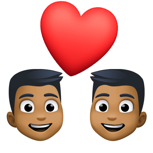 Pár se srdcem: Muž, Muž, Středně tmavý odstín pleti pro Facebook 15.0