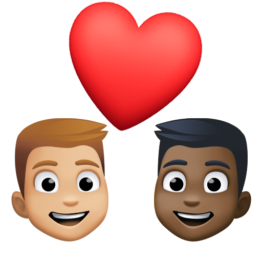 Coppia Con Cuore: Uomo, Uomo, Carnagione Abbastanza Chiara, Carnagione Scura per Facebook 15.0