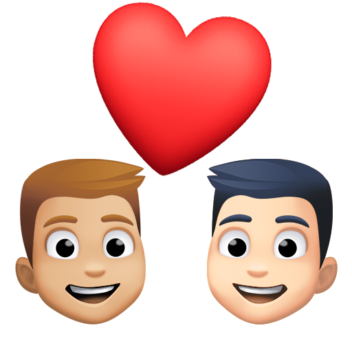 Stel met hart: man, man, lichtgetinte huidskleur, lichte huidskleur voor Facebook 15.0