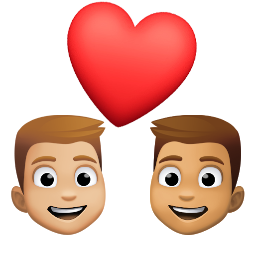 Par med hjerte: mand, mand, medium til lys teint og medium teint for Facebook 15.0