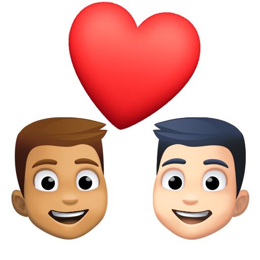 Pár se srdcem: Muž, Muž, Střední odstín pleti, Světlý odstín pleti pro Facebook 15.0