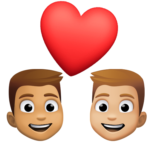 Par med hjerte: mand, mand, medium teint og medium til lys teint for Facebook 15.0