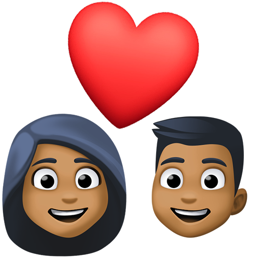 Pár se srdcem: Středně tmavý odstín pleti pro Facebook 15.0