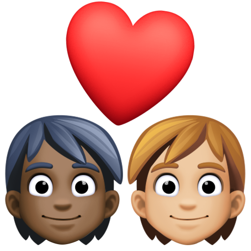 Couple Avec Cœur: Adulte, Adulte, Peau Foncée, Peau Moyennement Claire pour Facebook 15.0