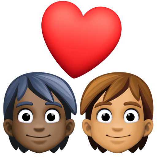 Couple Avec Cœur: Adulte, Adulte, Peau Foncée, Peau Légèrement Mate pour Facebook 15.0