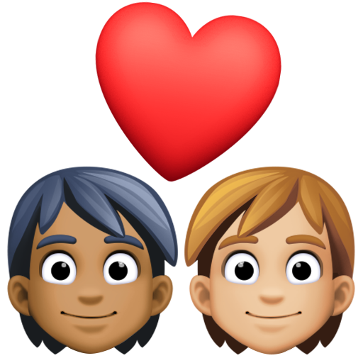 Par med hjerte: voksen, voksen, medium til mørk teint og medium til lys teint for Facebook 15.0