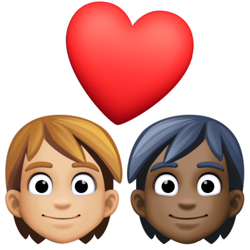 Couple Avec Cœur: Adulte, Adulte, Peau Moyennement Claire, Peau Foncée pour Facebook 15.0