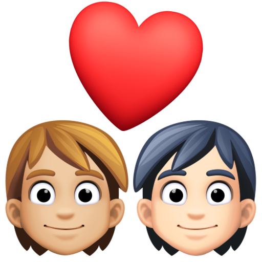 Para z sercem: dorosły, dorosły, karnacja średnio jasna i karnacja jasna dla Facebook 15.0