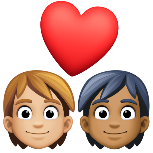 Par med hjerte: voksen, voksen, medium til lys teint og medium til mørk teint for Facebook 15.0