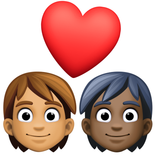 Couple Avec Cœur: Adulte, Adulte, Peau Légèrement Mate, Peau Foncée pour Facebook 15.0