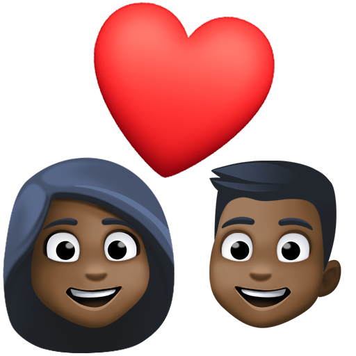 Pár se srdcem: Žena, muž, tmavý odstín pleti pro Facebook 15.0