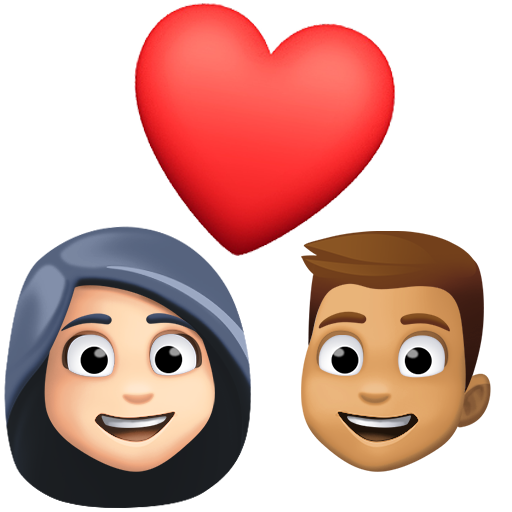 Couple Avec Cœur: Femme, Homme, Peau Claire, Peau Légèrement Mate pour Facebook 15.0